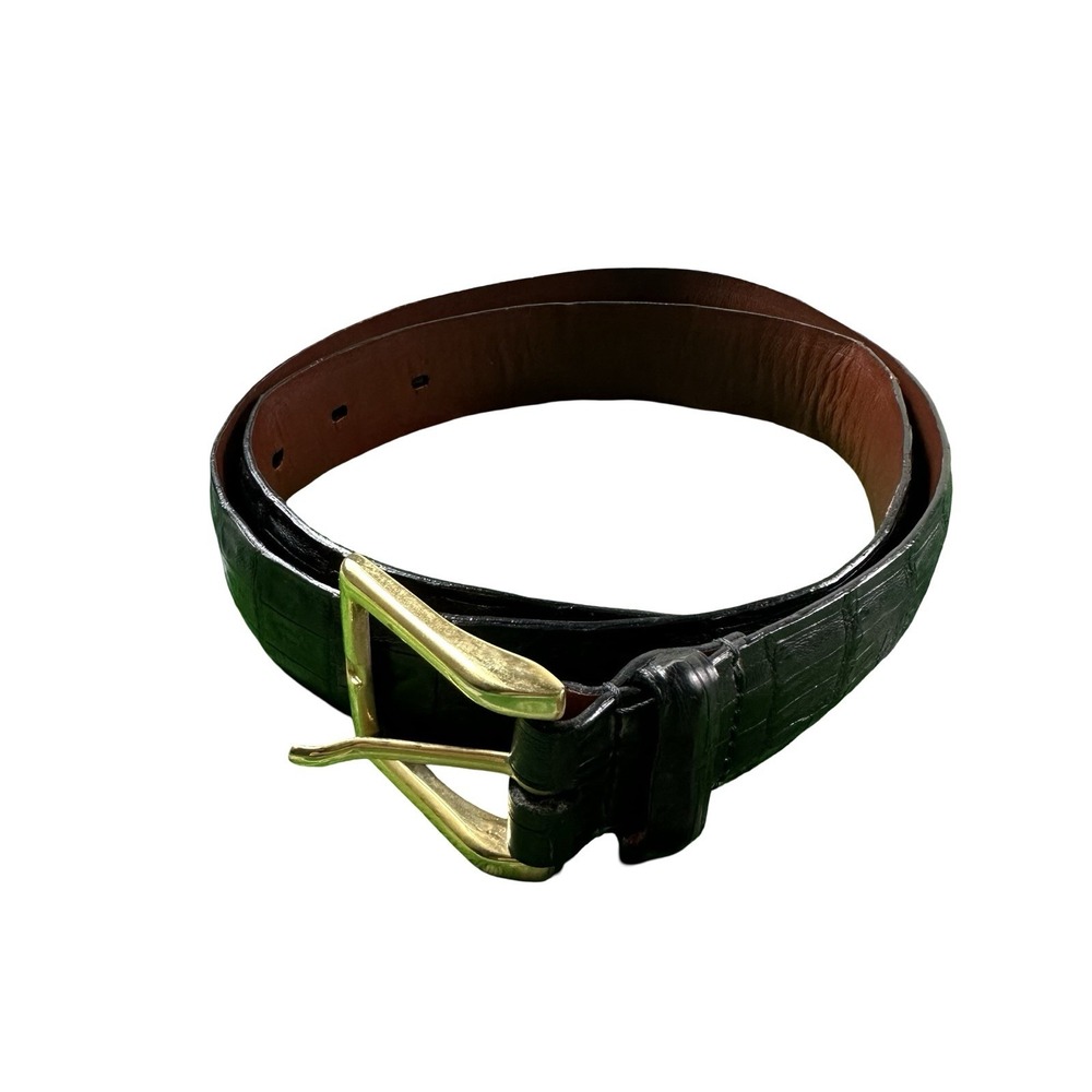 Bespoke Black Genuine Crocodile Mens Belt Size 32 Made in USA NWOT